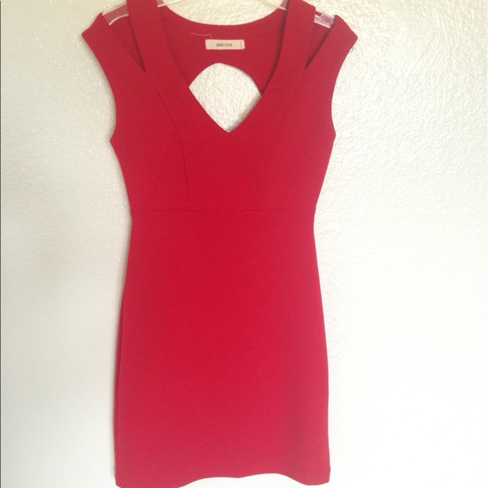Red backless mini dress