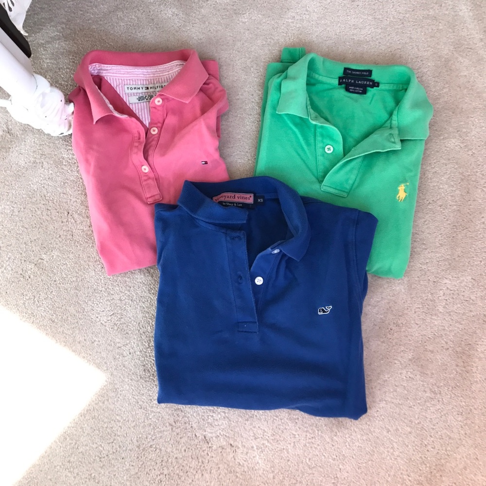 Preppy Polo Tops V Vines, T. Hilfiger, and Polo XS