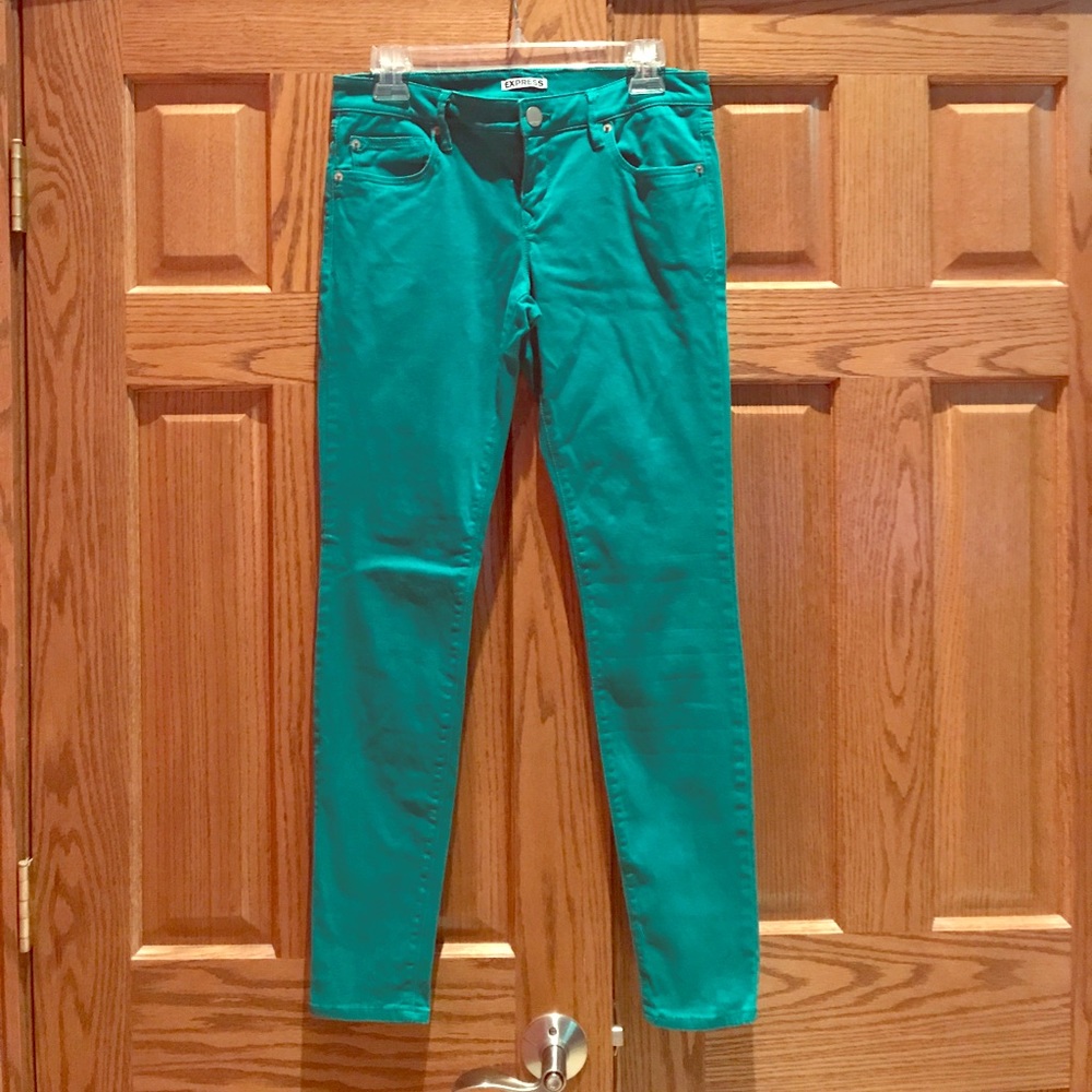 Express green stretch jeans