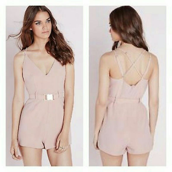 Missguided Natural Buckle Detail Playsuit, Size 6 - Picture 6 of 7