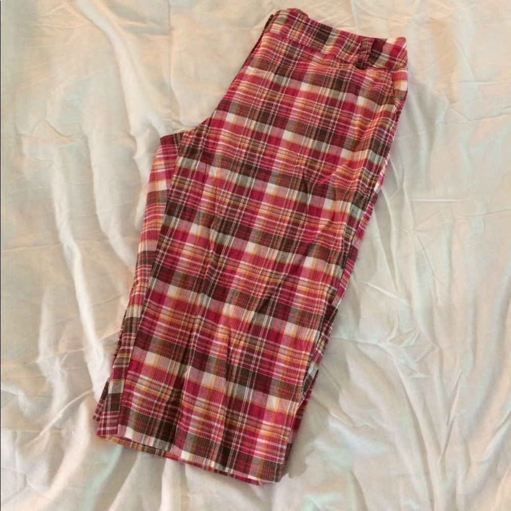 Plaid cotton capris