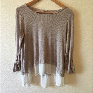 Multi Fabric High-Low Papaya Top