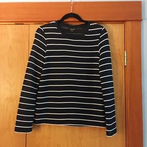 Topshop Semi-Sheer, Navy and White-Striped Top