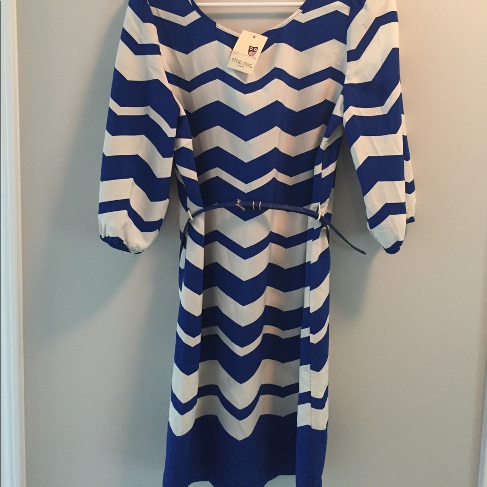 Royal Blue and White Chevron Dress