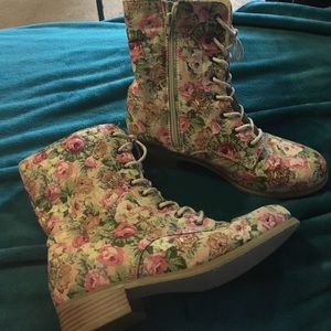 floral print combat boots