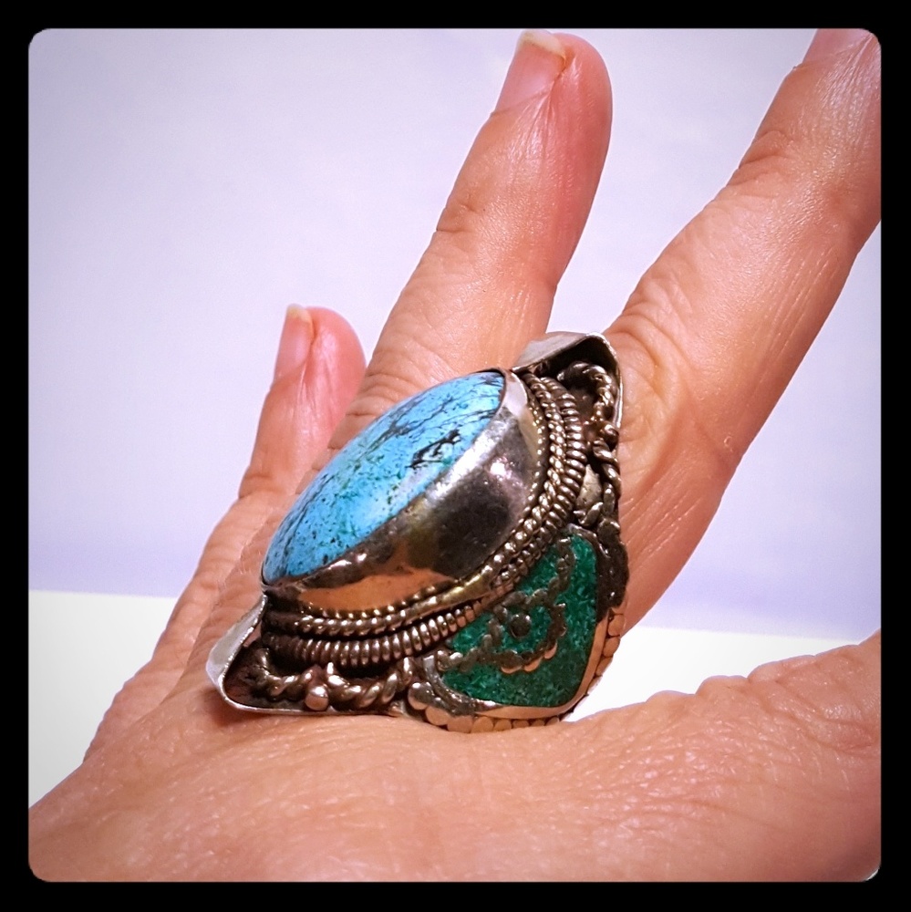 ☀️Balinese large turquoise ring