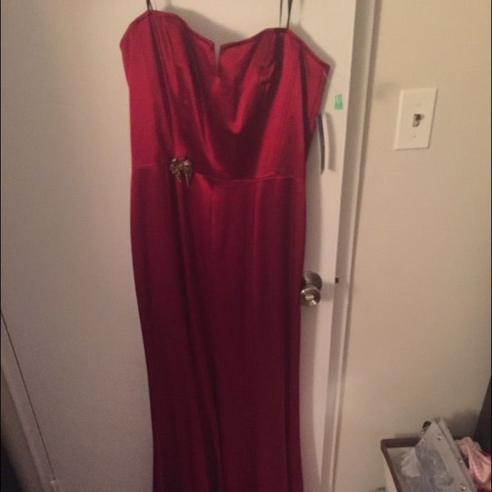 Brand new with tags  red heavy satin strapless