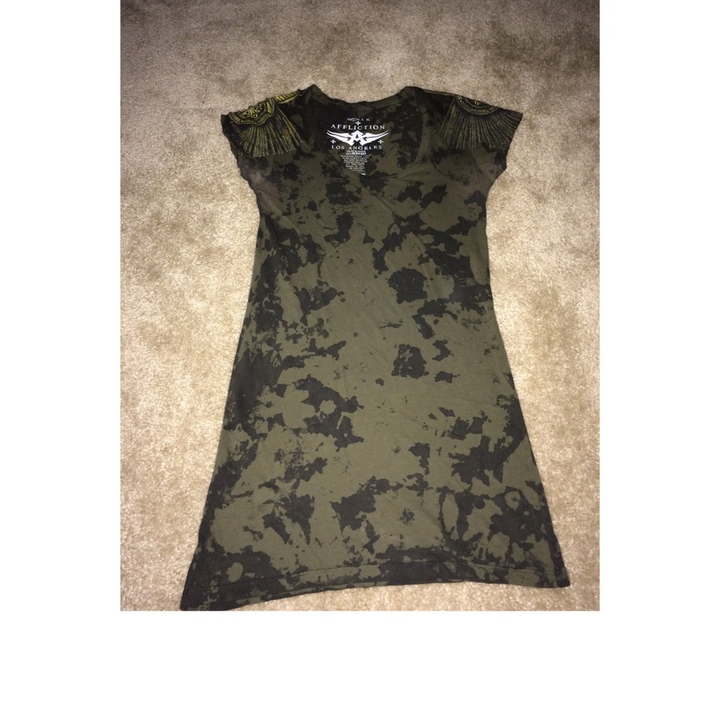 Women's Affliction Shirt Military Army Camouflage