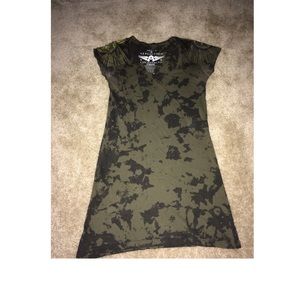 Women's Affliction Shirt Military Army Camouflage