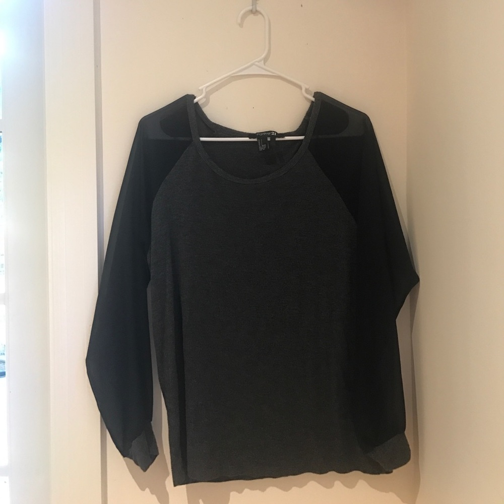 Forever 21 long sleeve top with mesh sleeves