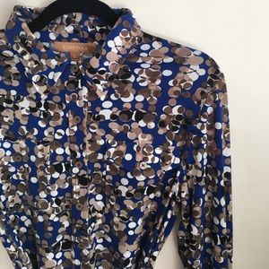 Ellen Tracy Dot Print Button Up Dress
