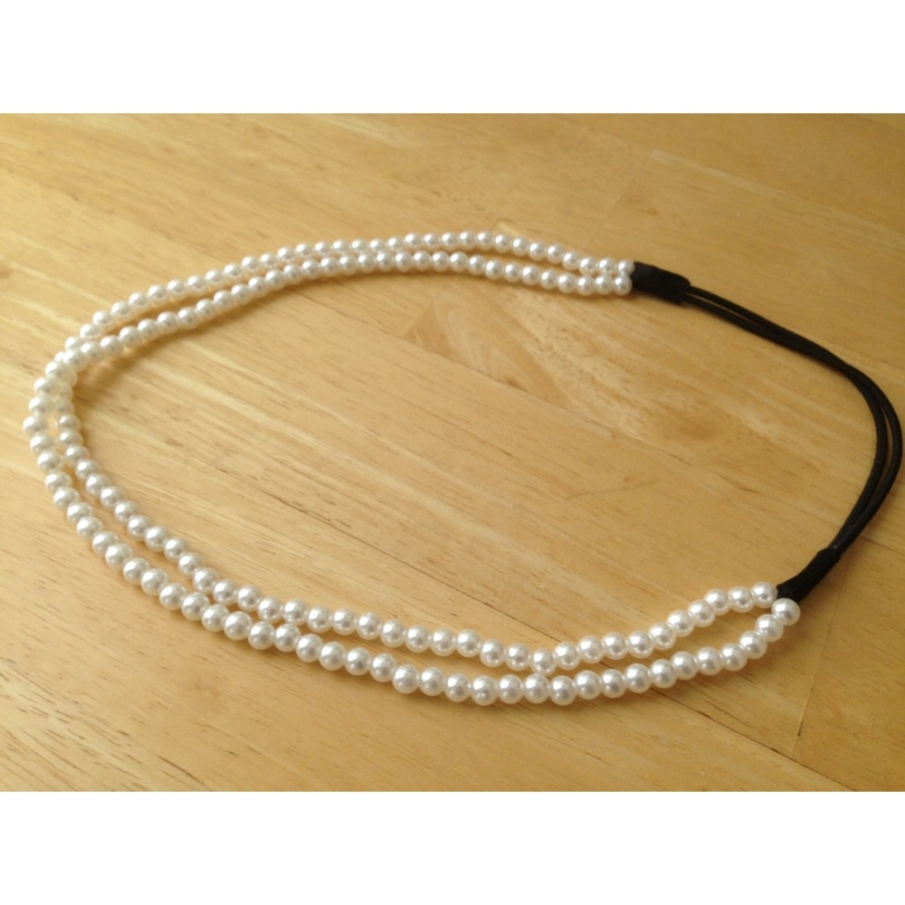 Double strand pearl headband