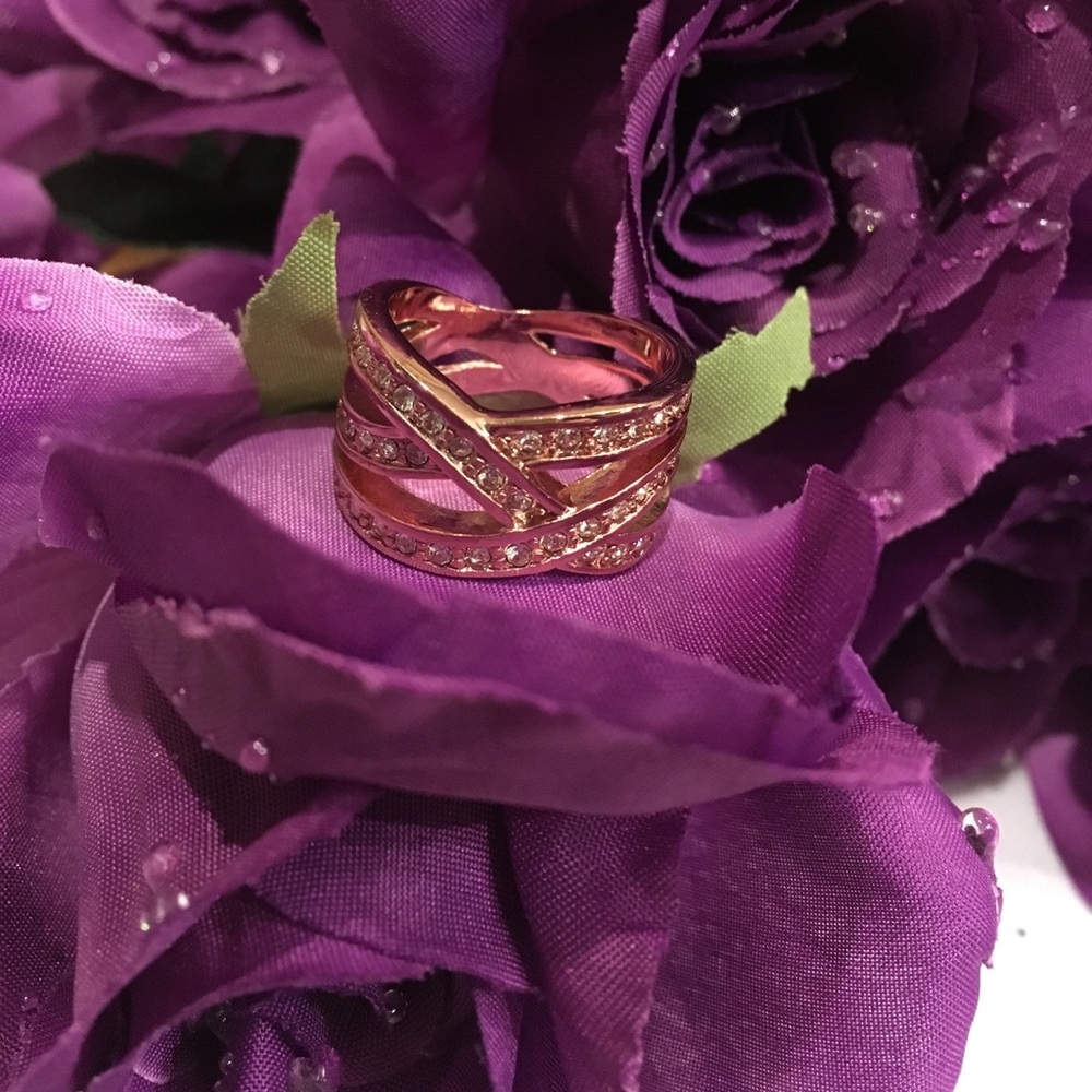Rose Gold Ring with Swarovski Crystals