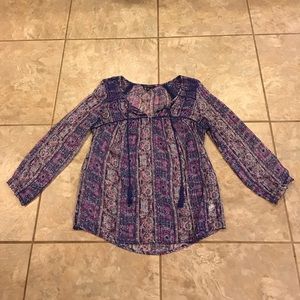 Purple patterned sheer blouse