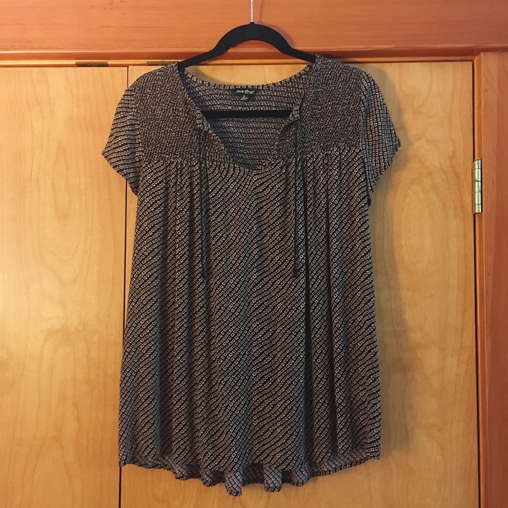 Lucky Brand Geo-Striped Peasant Top