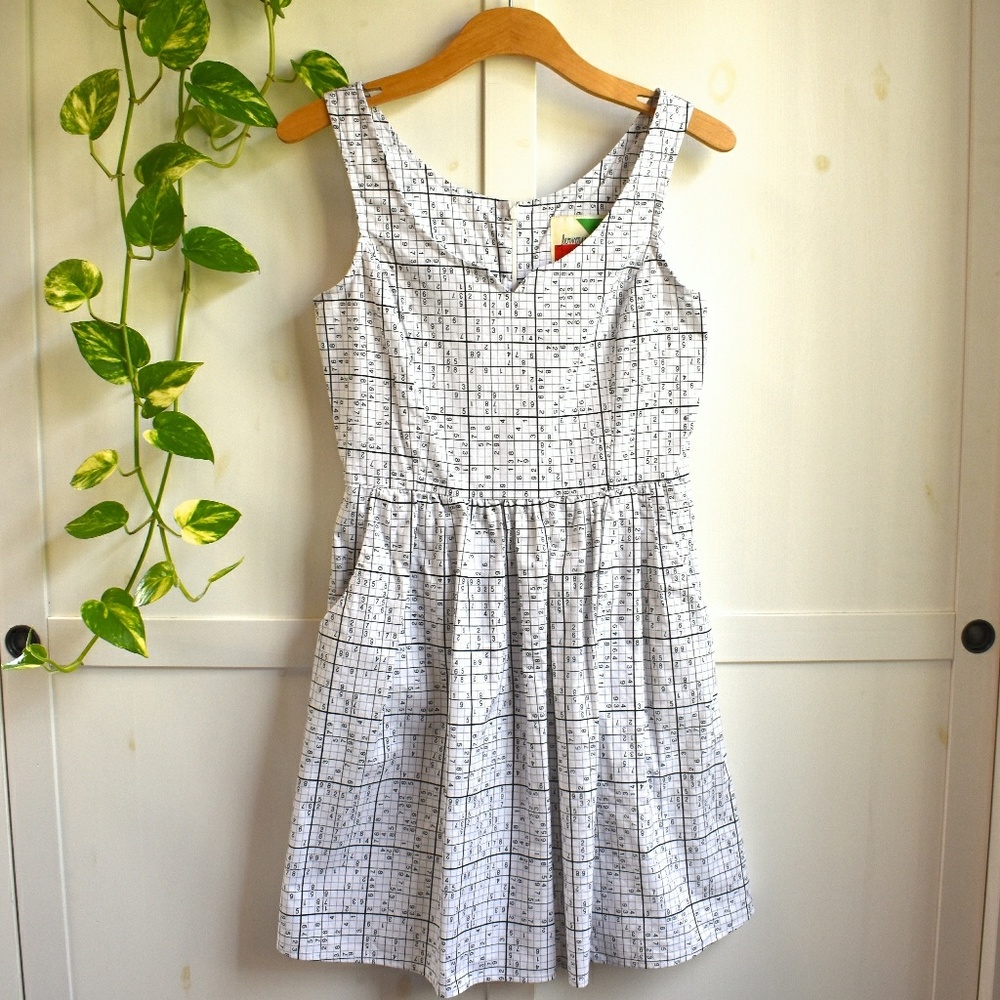ModCloth "It Takes Sudoku" Cotton Fit Flare Dress