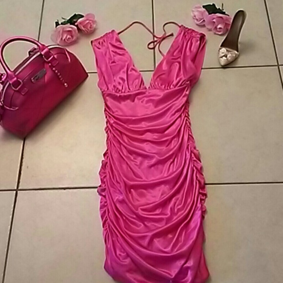 HOT PINK COCKTAIL DRESS GORGEOUS - Picture 1 of 4