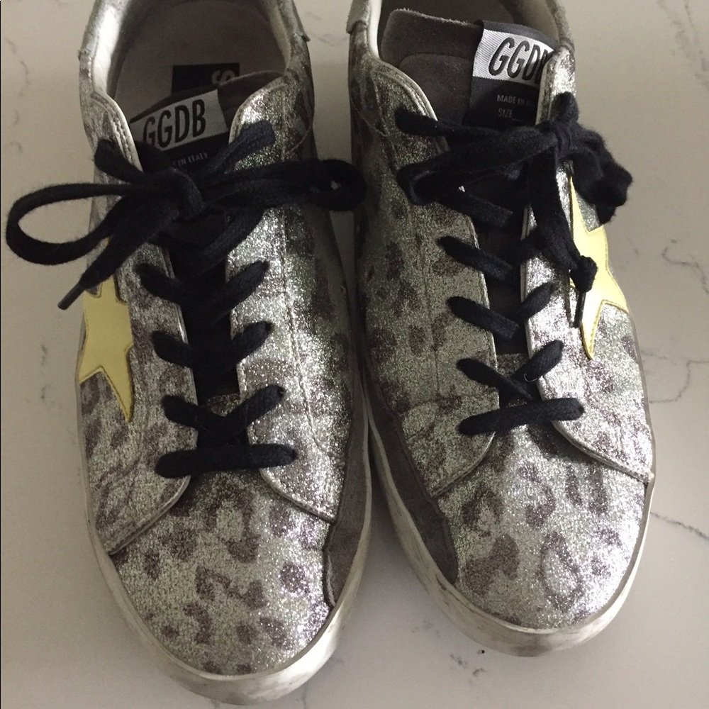 Golden Goose Superstar Glitter animal print sz 39