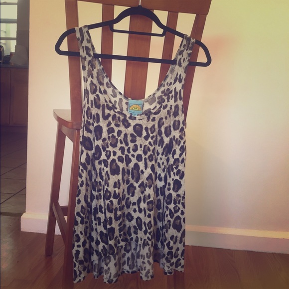 C&C California High-Low Leopard Print Tank Top - Picture 1 of 3