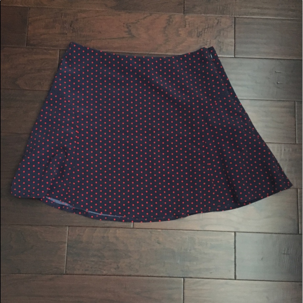 The Limited navy blue and red polka dot skirt