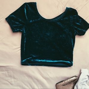 Forever 21 teal velvet crop top