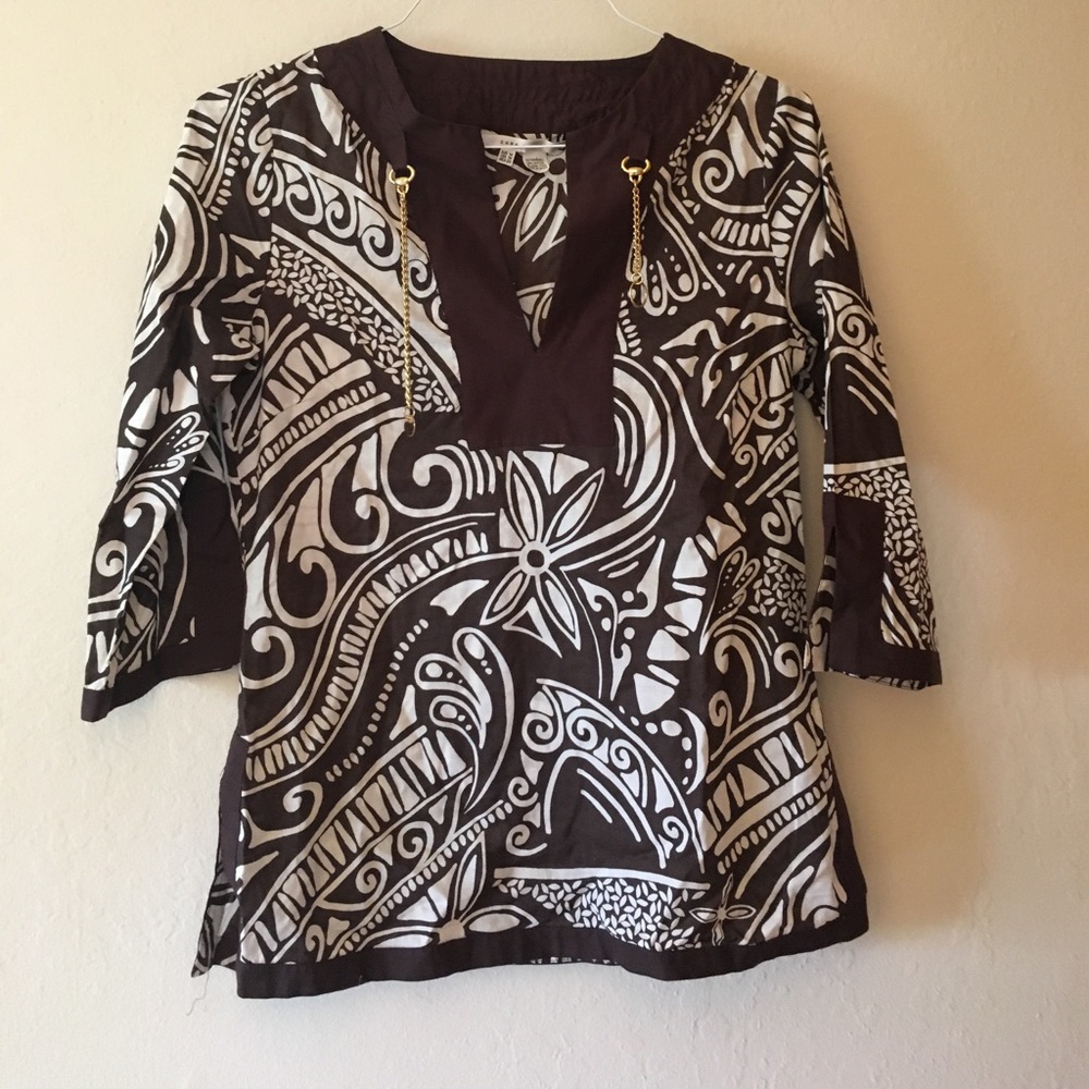 Zara tunic in brown and white - medium