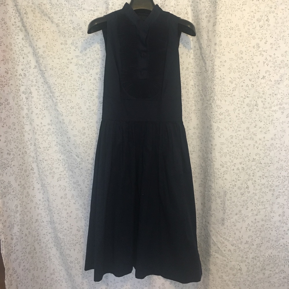 Navy Midi dress with front detail and pleats