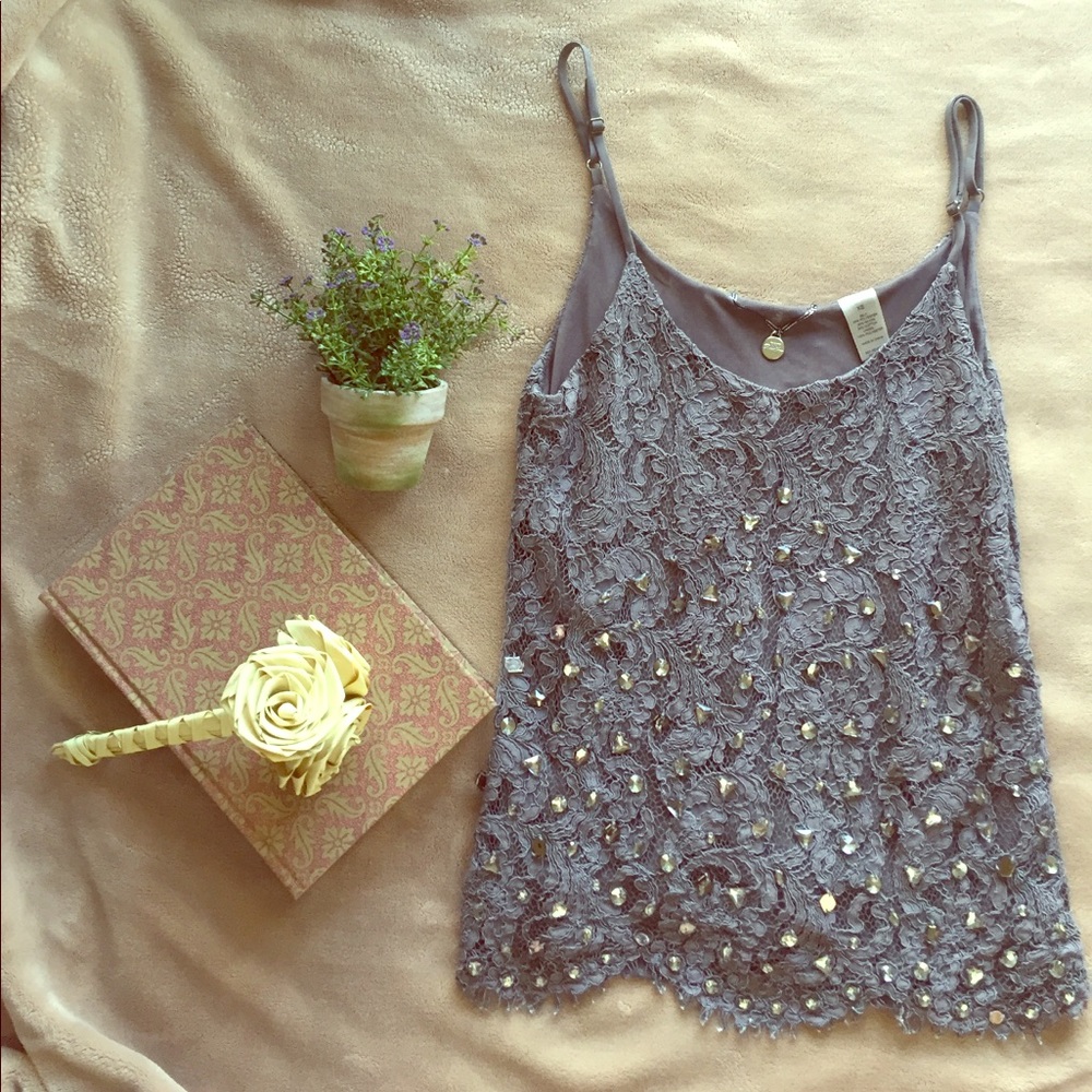 Buckle BKE Gray Lace Cami