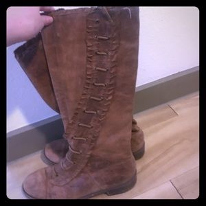 Genuine brown leather vintage style boots