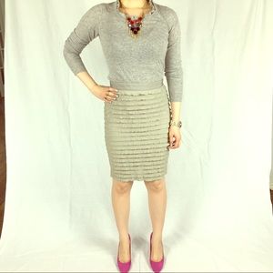 Banana Republic Greige Ruffled Pencil Skirt