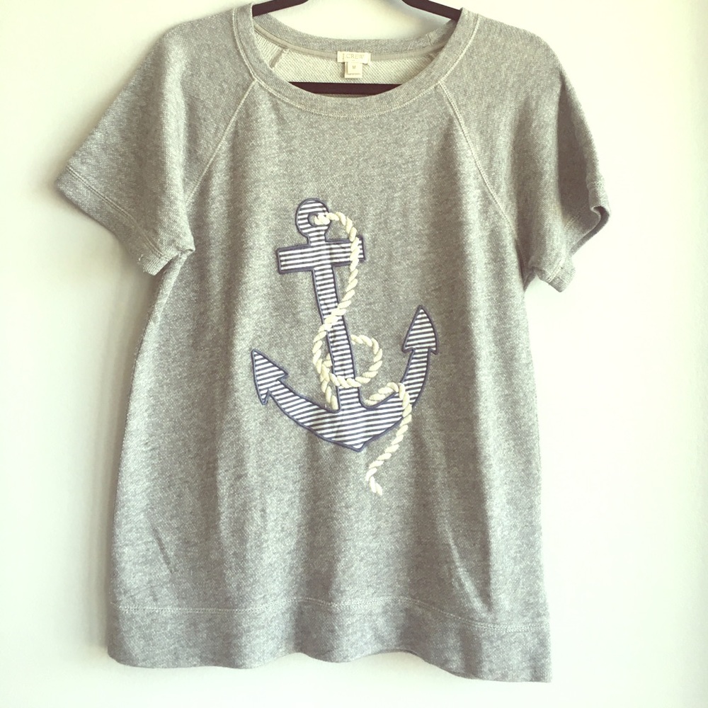 J Crew short sleeve tee anchor appliqué