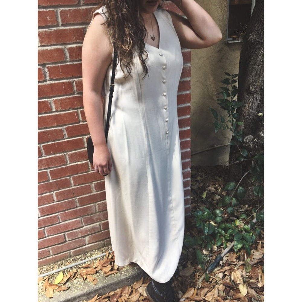 Cream button down dress