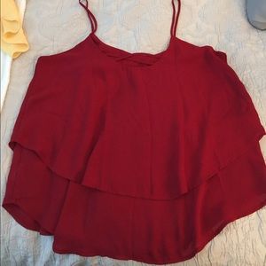 Layered Scoop Neck Blouse w Criss Cross Back