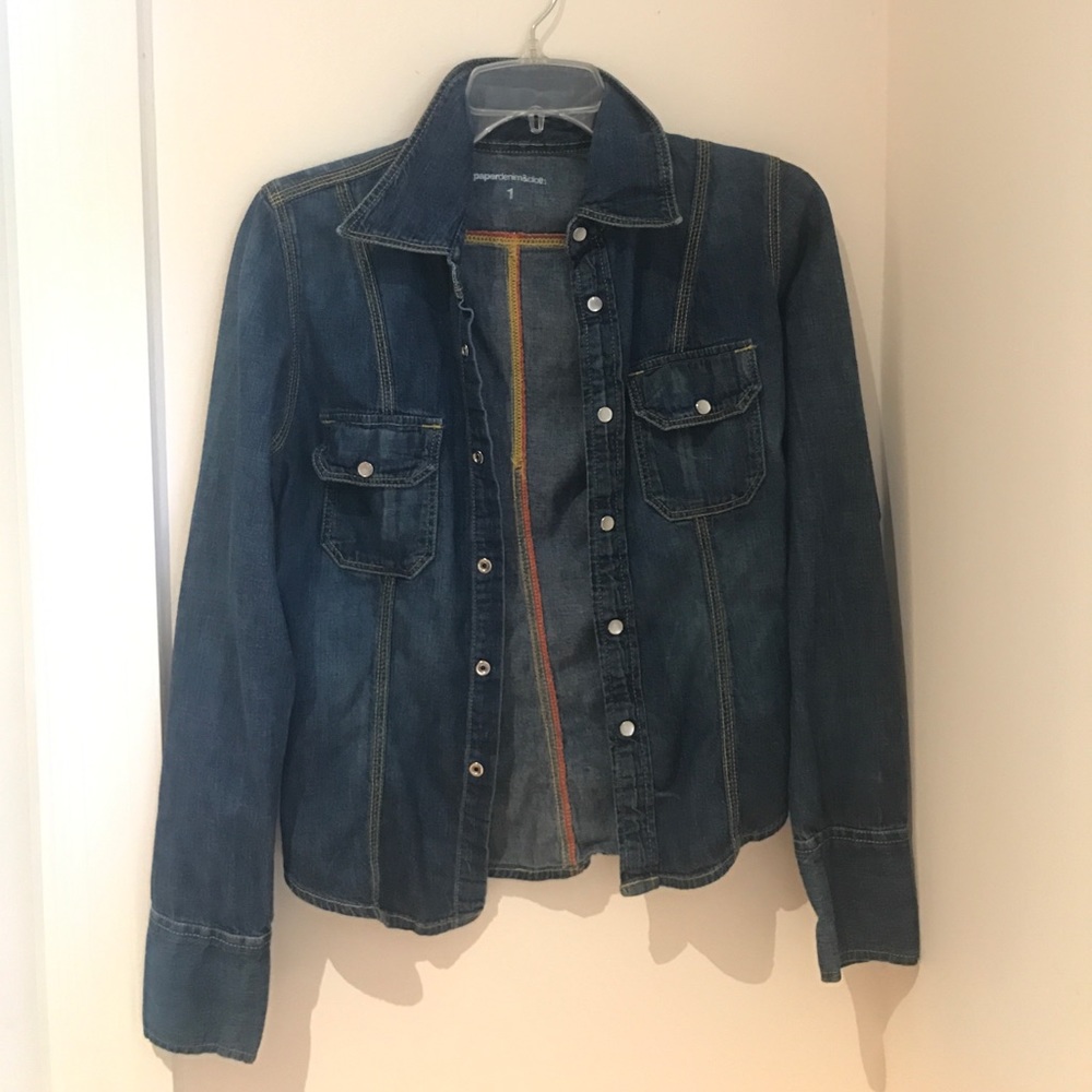 paper denim & cloth dark blue jean button down