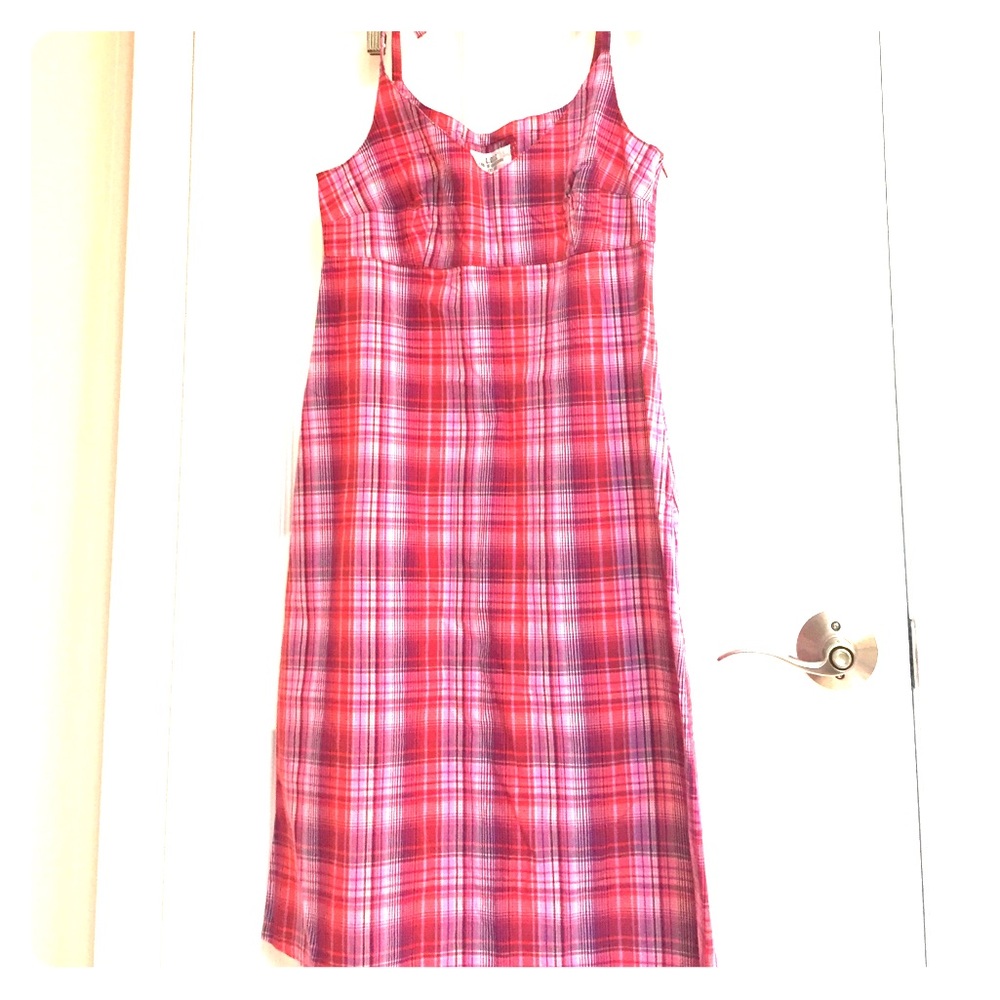 H&m Plaid pink strapless dress