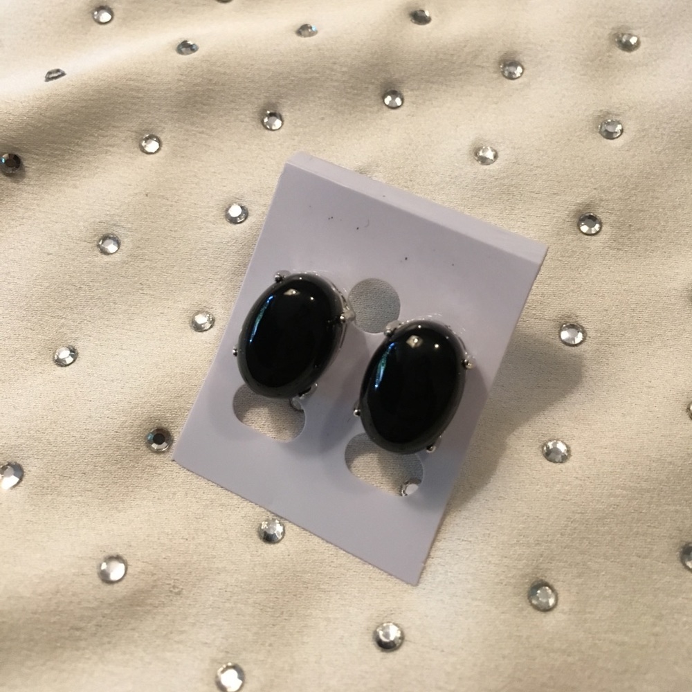 Opal Black Gem Fashion Jewelry Stud Earrings