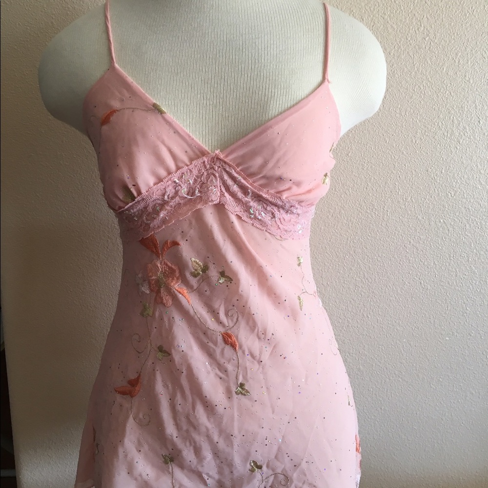 Peach sheer top