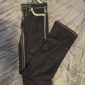 Dark wash Daytrip (Buckle brand) bootcut jeans.