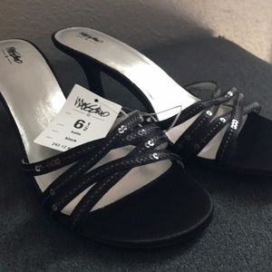 Women's Black Sequin Dress Sandals (Black)