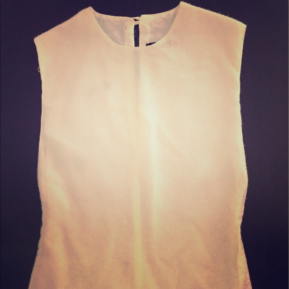 Fuzzy mohair glittery sleeveless white top