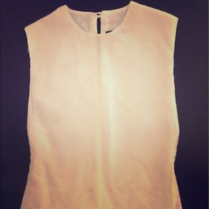 Fuzzy mohair glittery sleeveless white top