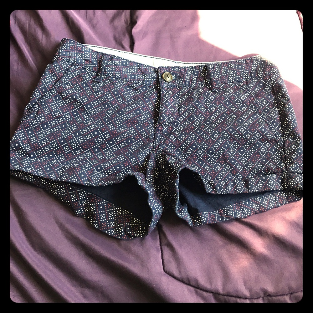 Comfortable Red, white, and blue patterned shorts.
