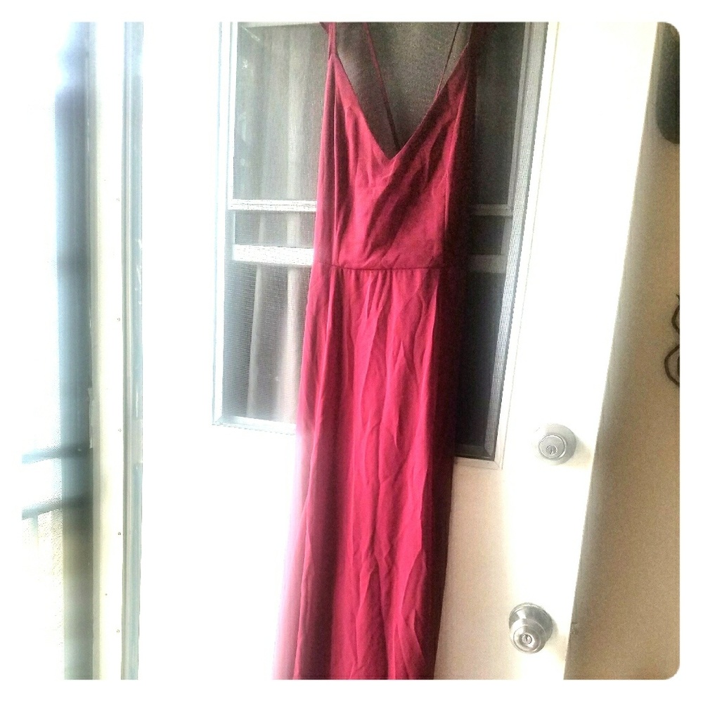 Red  chiffon  maxi dress