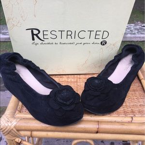 Restricted Black Suede Platform with Rose Detail 8