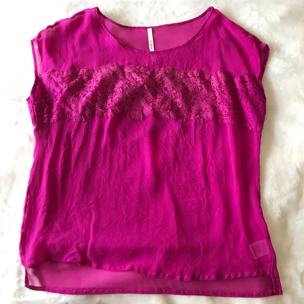 Nordstrom hot pink sheer flowy blouse