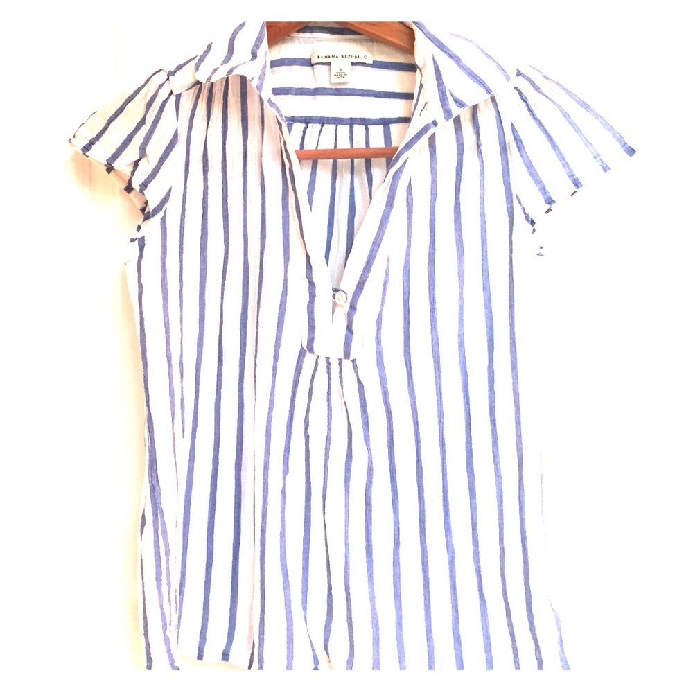 Banana republic blue white striped top