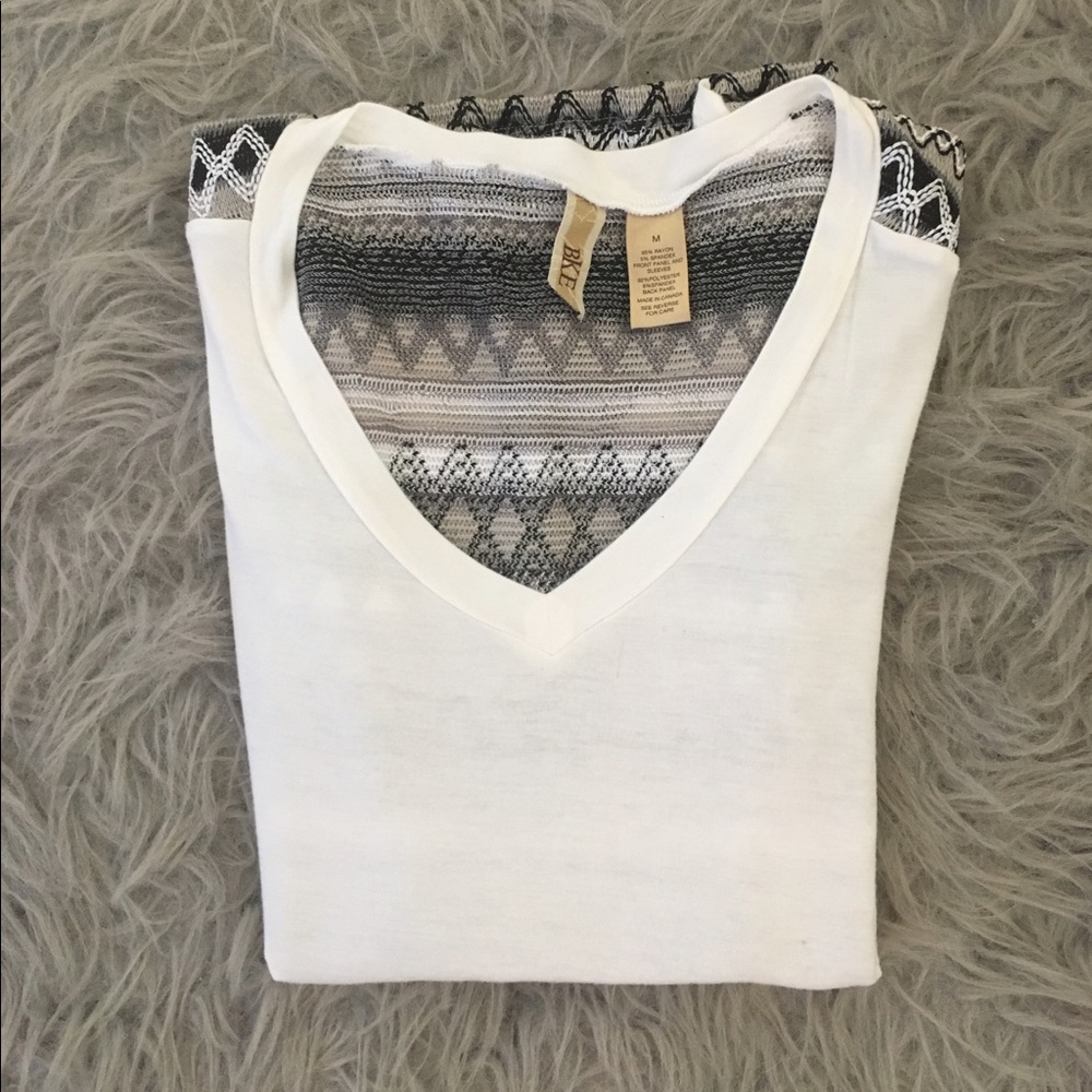 White with Full Back Detail V-Neck Shirt.