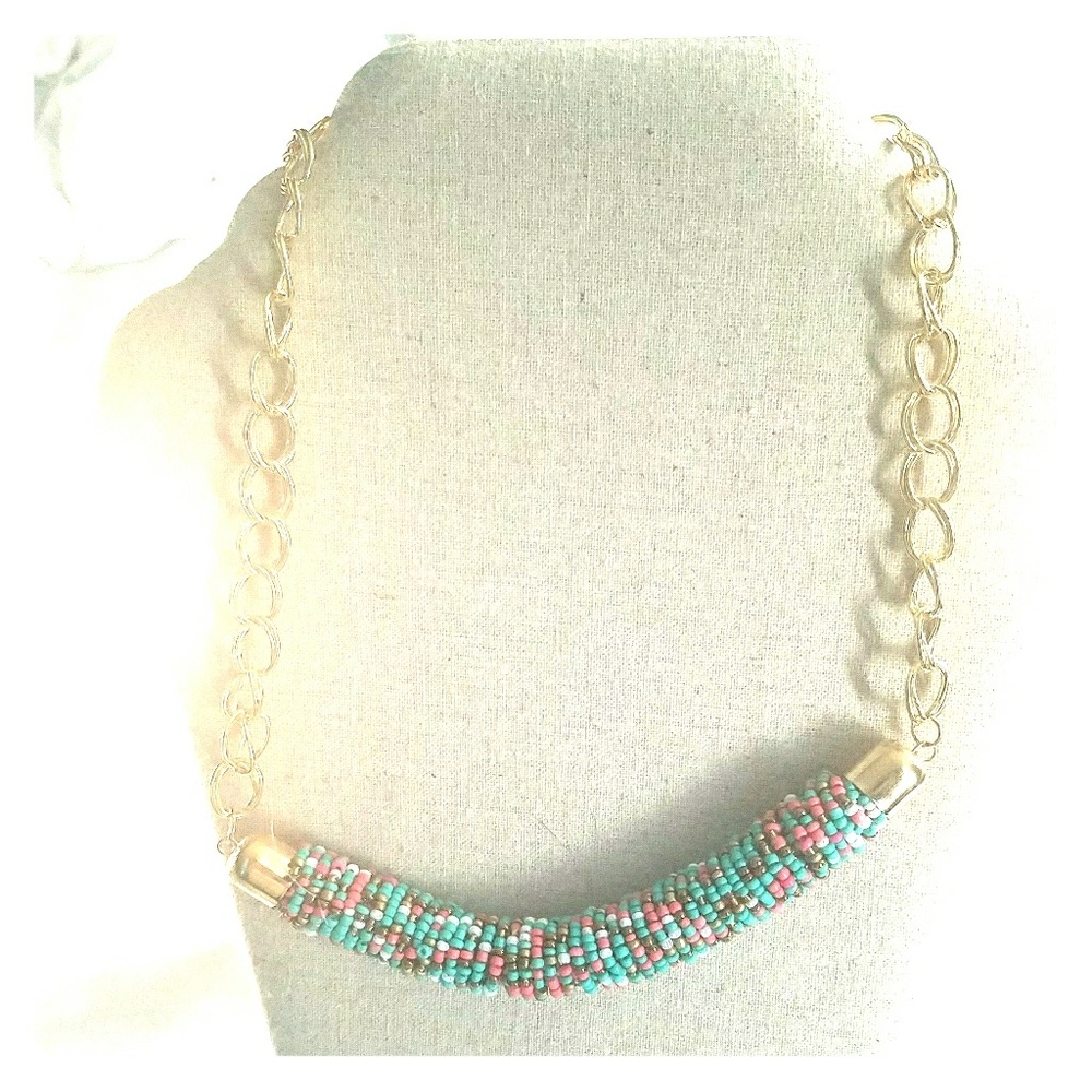 Beaded gold necklace