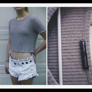 Brandy Melville cropped tan tshirt