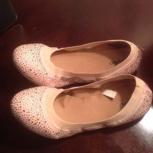 Pink embellished ballet flats